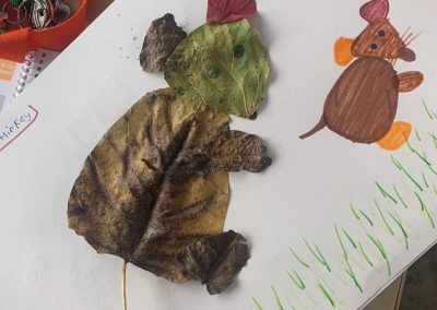 The children in 4rd primary have designed pictures of animal using leaves. There are so wonderful