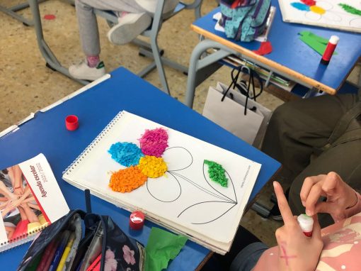 Protegido: Arts 3 Primaria: Children made flowers with tiny paper balls to welcome spring!